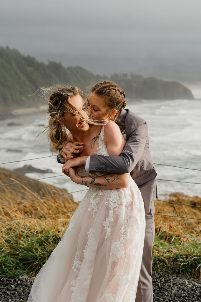 Cliffside shots of the brides overlooking the ocean