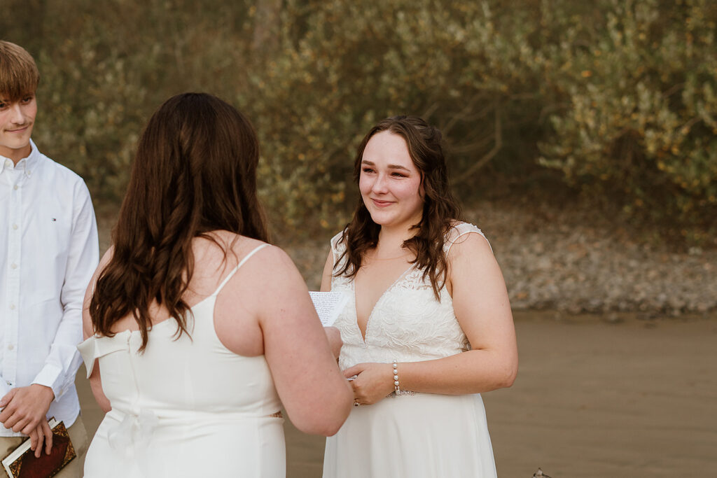 A beach micro wedding ceremony on the Oregon Coast