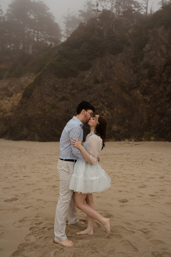 Moody engagement photos on the Oregon Coast