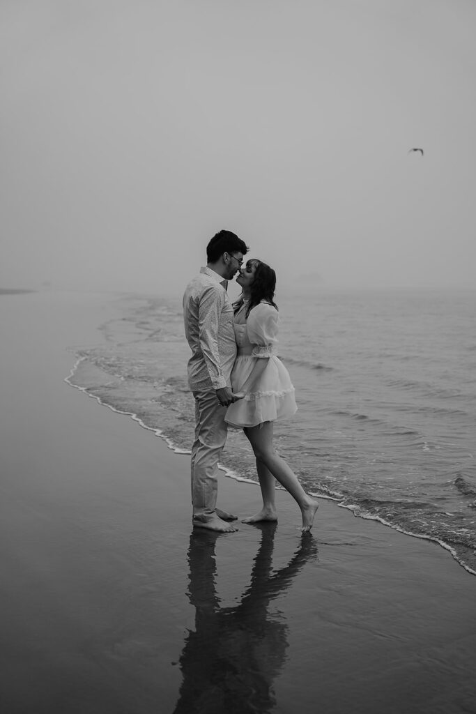 Hug Point engagement session on the Oregon Coast