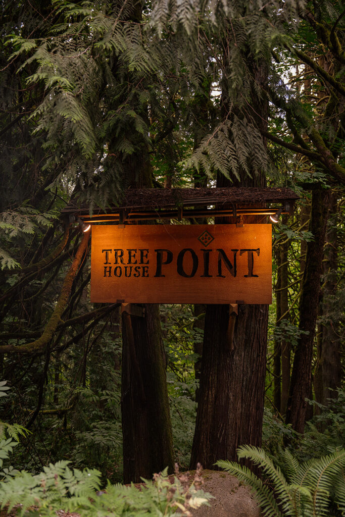 Treehouse Point entrance and welcome sign