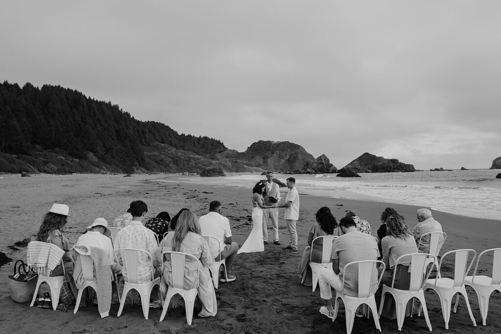 An Oregon micro wedding ceremony on Lone Ranch Beach in Brookings