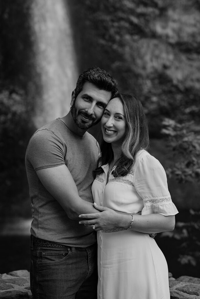 Waterfall couples photos in Oregon at Government Cove