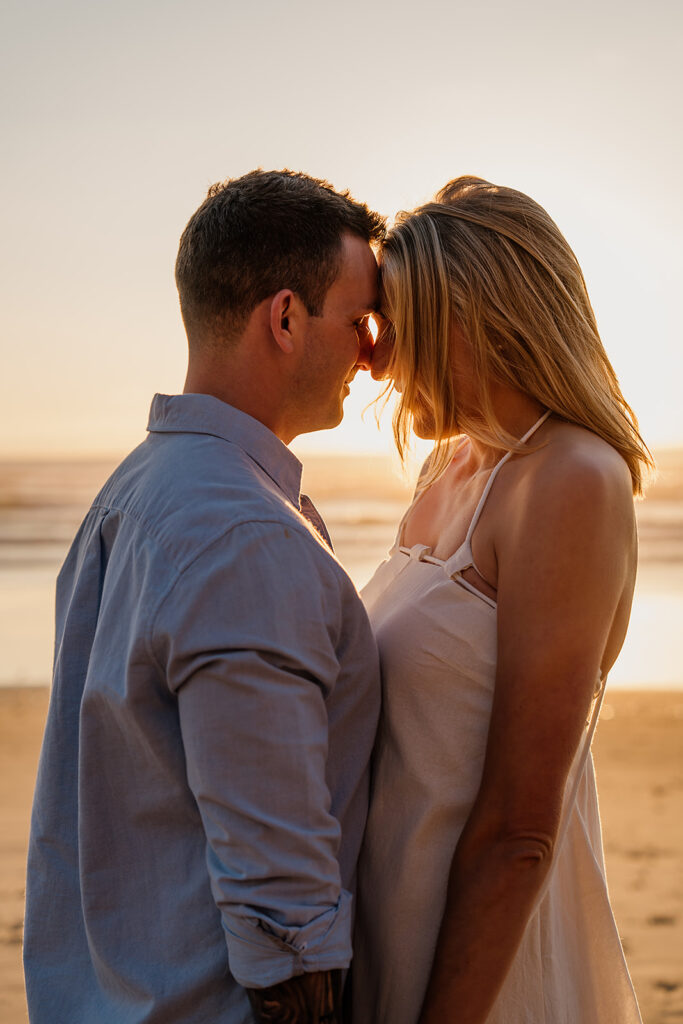 Sunset beach engagement photos on the Oregon Coast