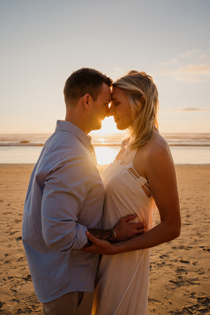 Sunset beach engagement photos on the Oregon Coast