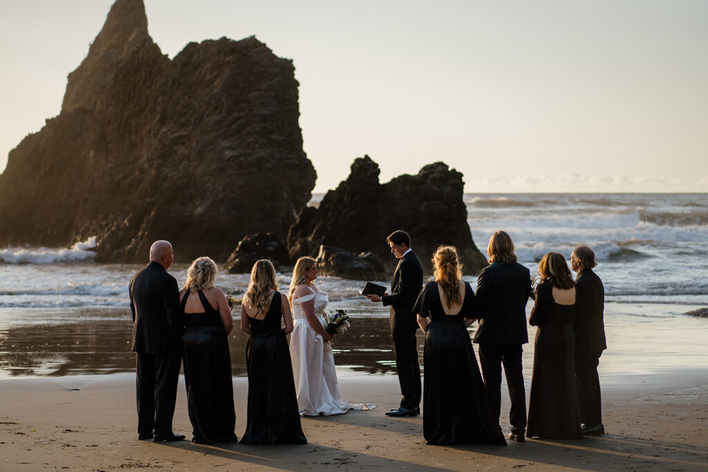 A midday Cannon Beach elopement ceremony