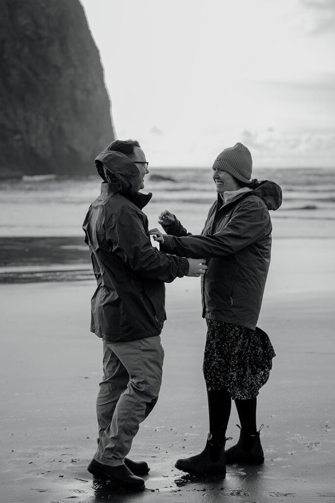 A Cannon Beach proposal at sunset