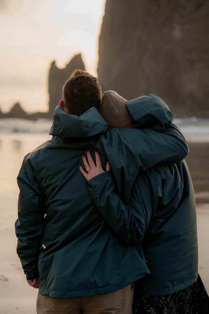 Sunset beach proposal on the oregon coast
