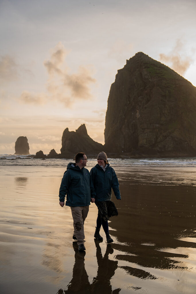 Sunset beach proposal on the oregon coast