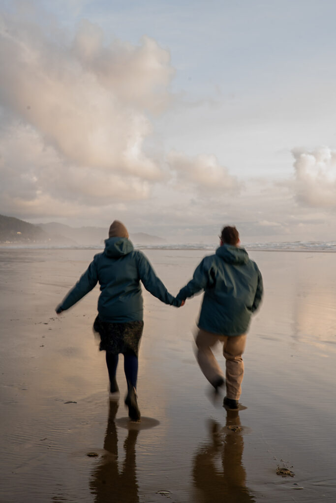 Oregon Coast engagement photos after a Cannon Beach proposal