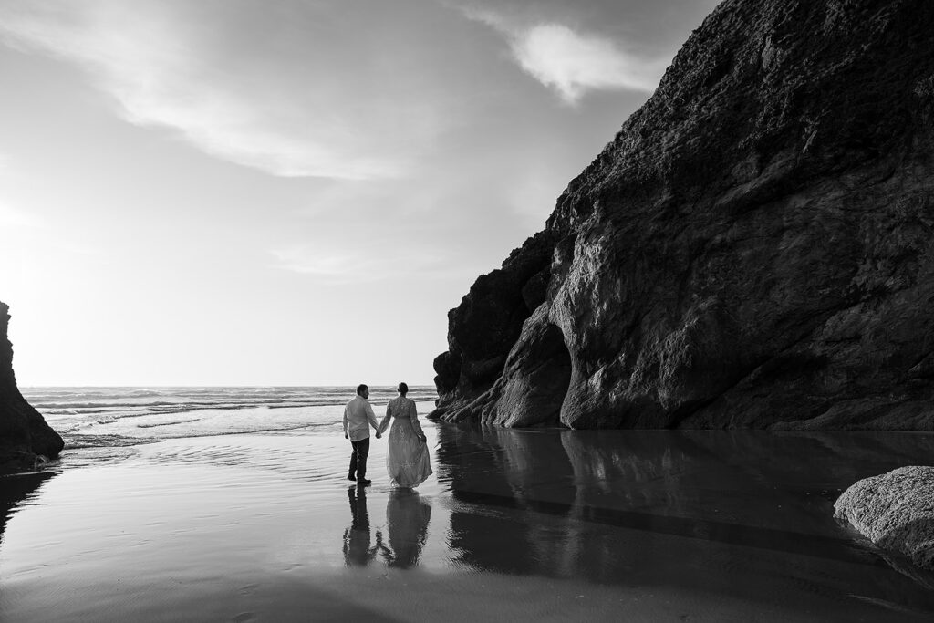 Coastal elopement portraits on Arcadia Beach