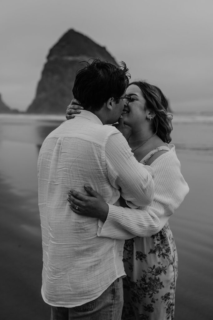 Cinematic engagement photos on the beach