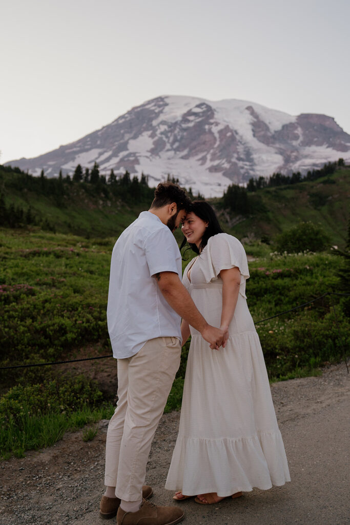 Wildflower engagement photos at Mt Rainier