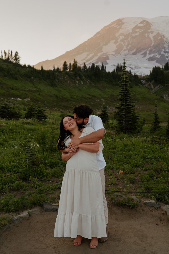 Wildflower engagement photos at Mt Rainier