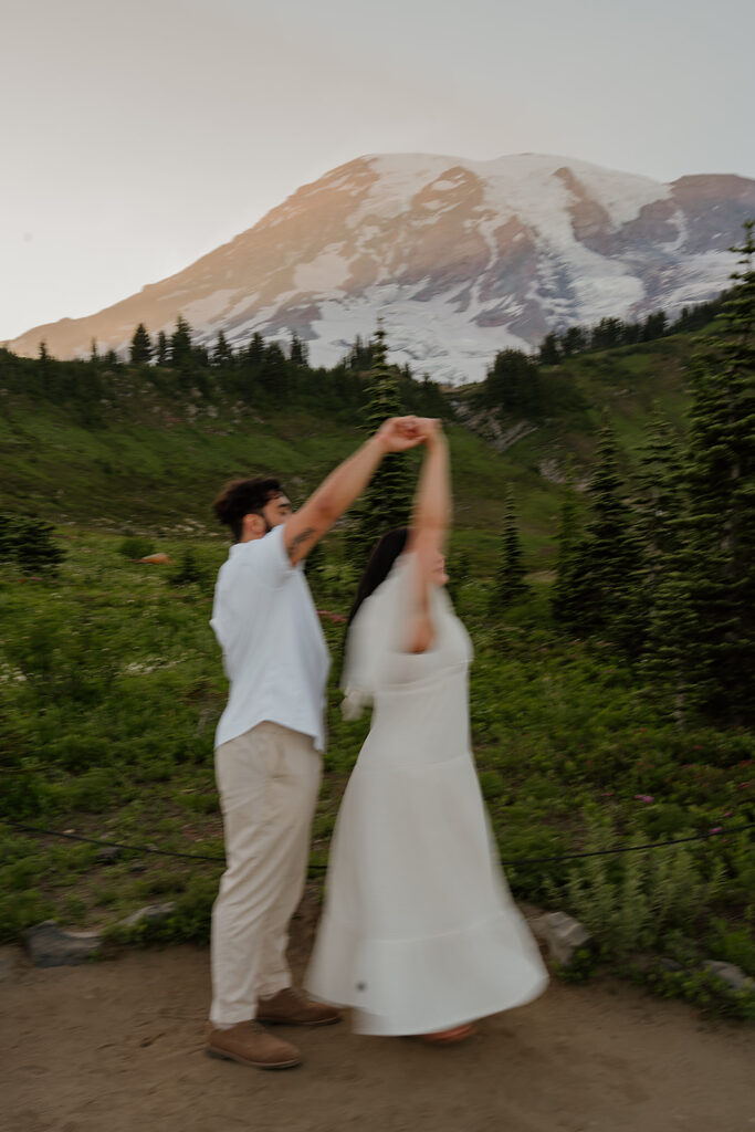 Mountain engagement photos at Mount Rainier