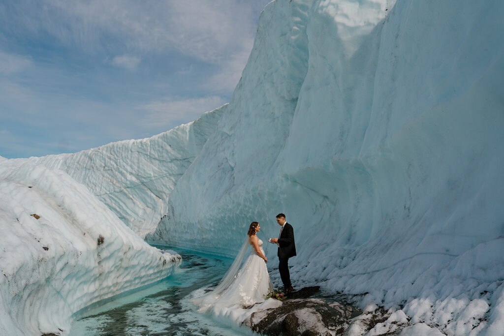 Alaska glacier elopement ceremony