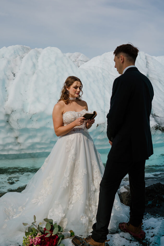 Alaska glacier elopement ceremony