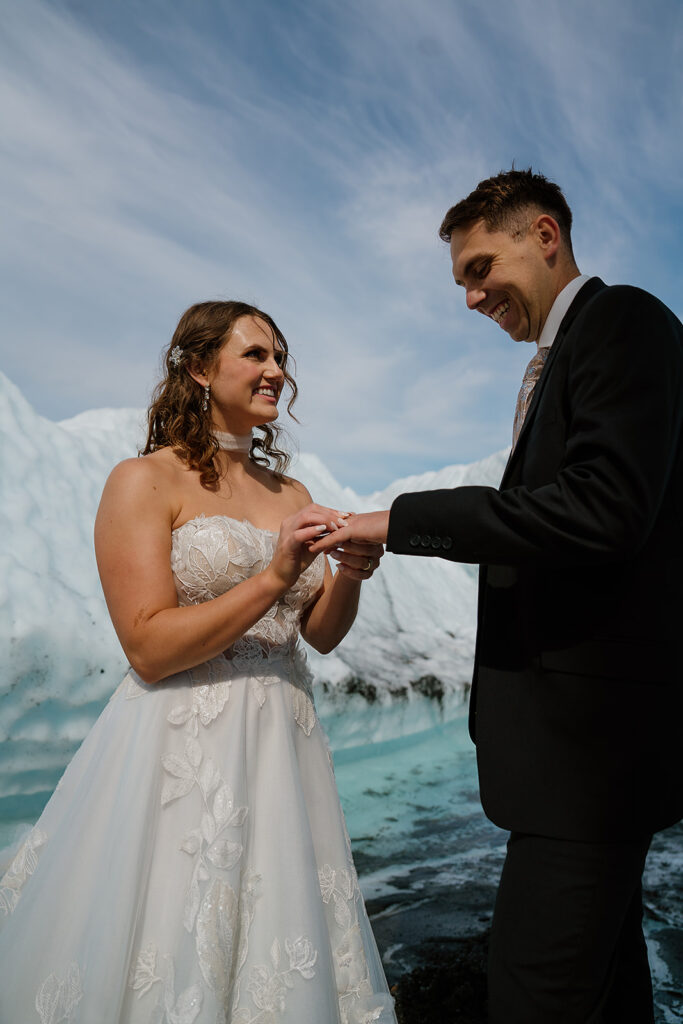 Alaska glacier elopement ceremony