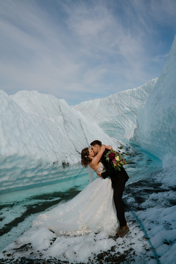 Alaska glacier elopement ceremony