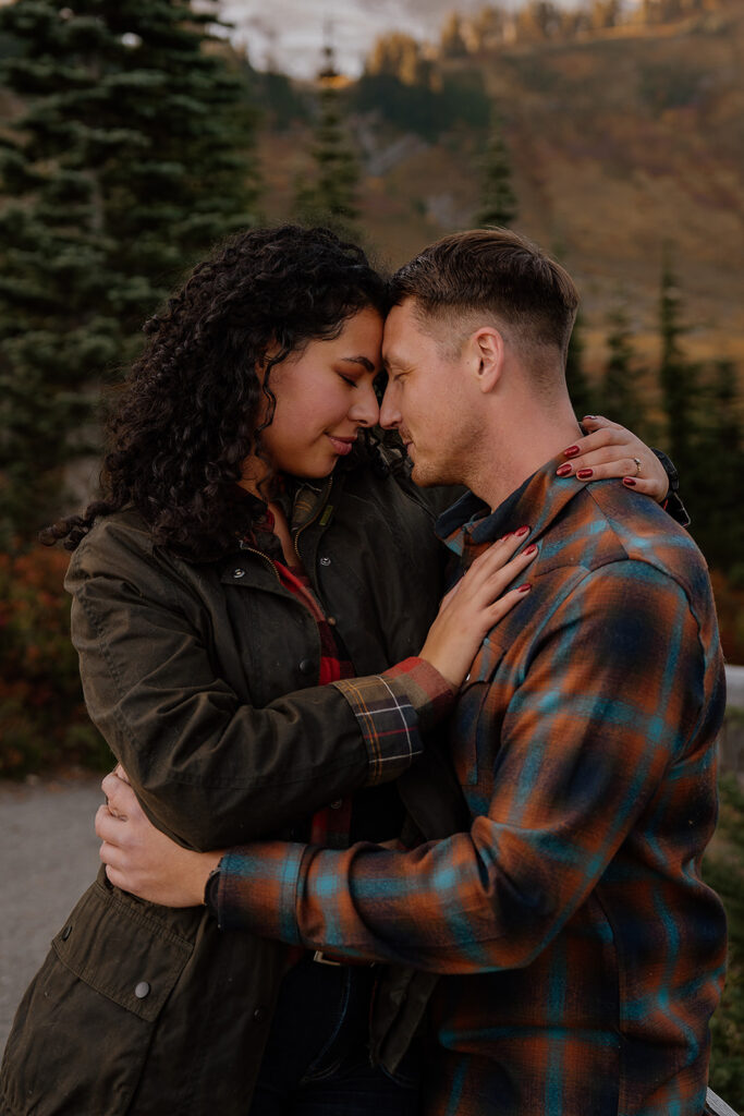 Myrtle Falls Trail engagement photos at Mt Rainier