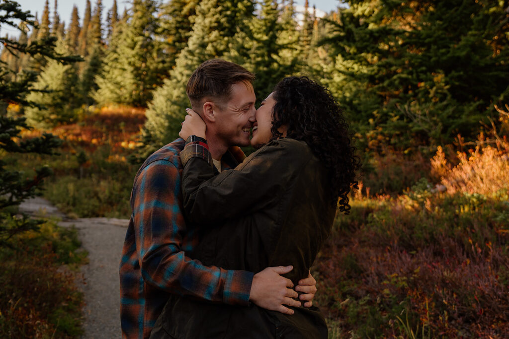 Myrtle Falls Trail engagement photos at Mt Rainier