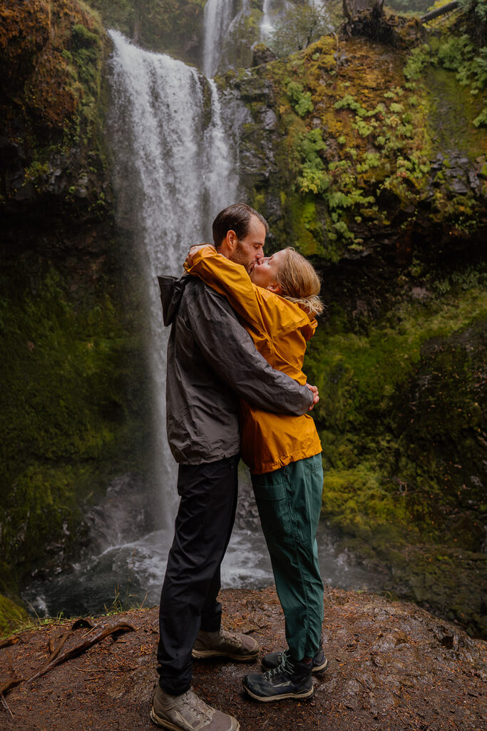 Waterfall couples photos after a surprise proposal