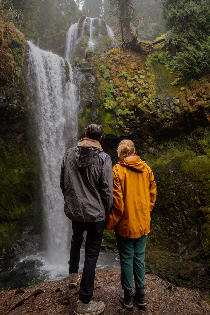 Waterfall couples photos after a surprise proposal