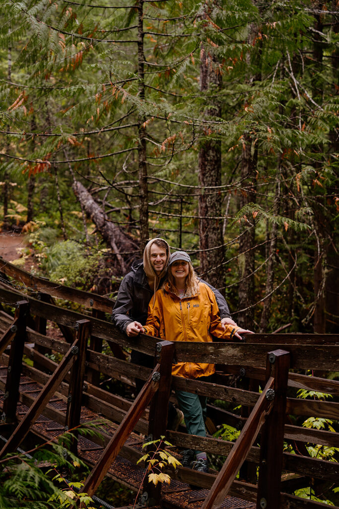Washington forest engagement photos in the rain