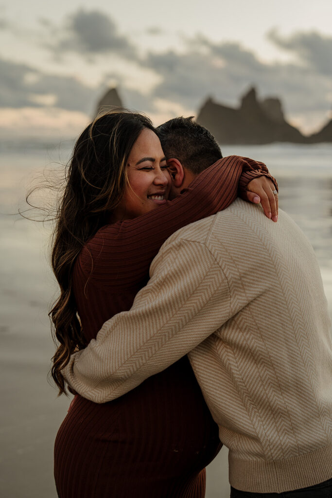 Cannon Beach maternity photos at sunset