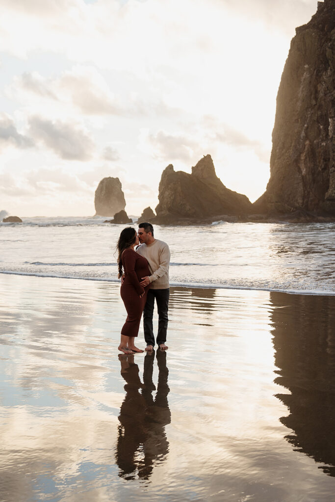 Cannon Beach maternity photos at sunset