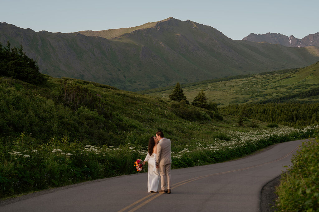 Alaska summer elopement at Flattop Mountain