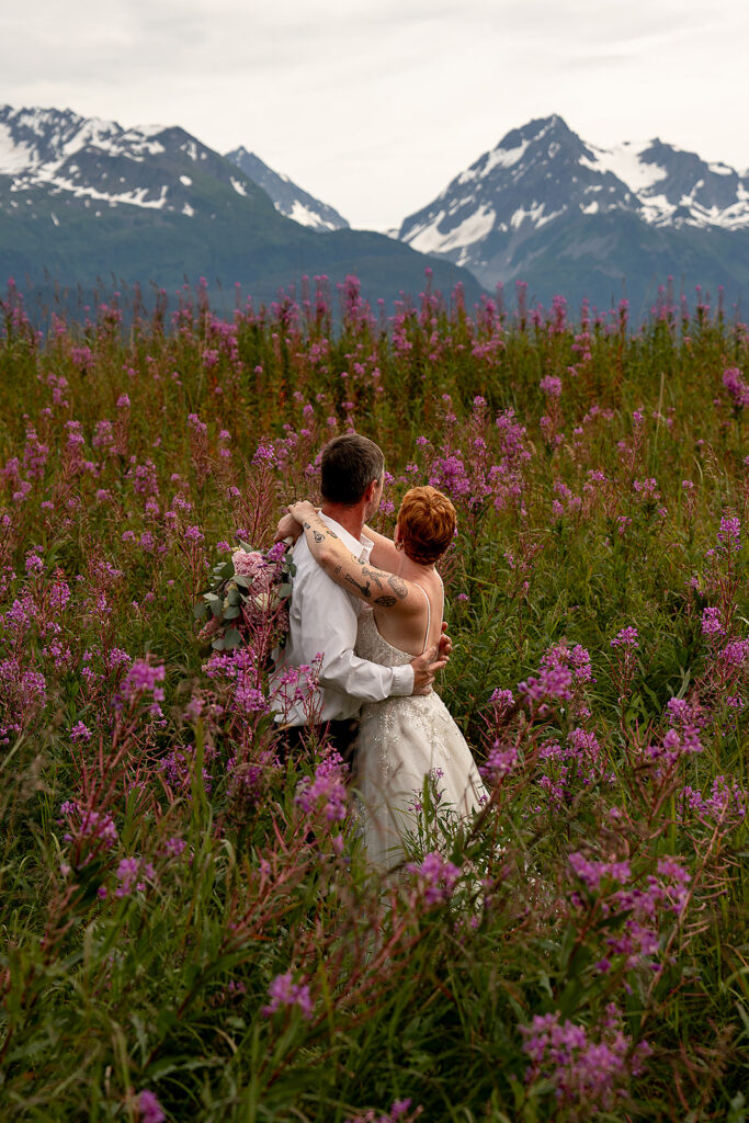 Alaska wildflower elopement photos
