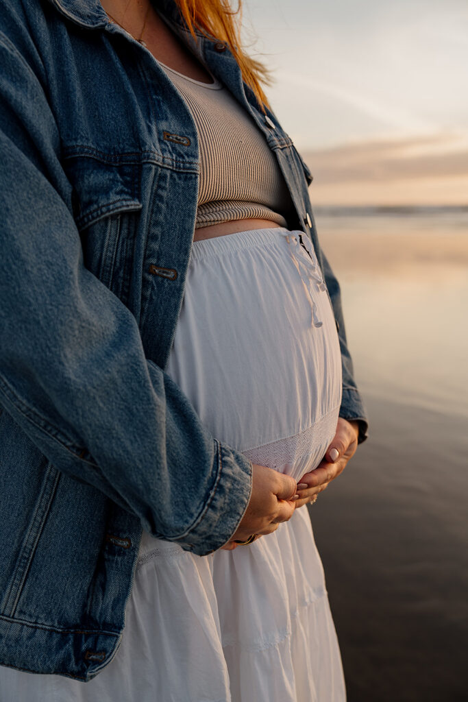 Solo beach maternity photos on the Oregon Coast