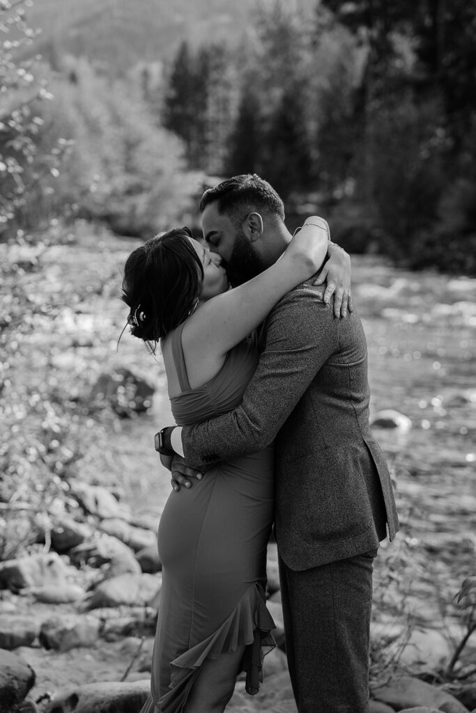 Mount Hood spring engagement photos near Sandy River