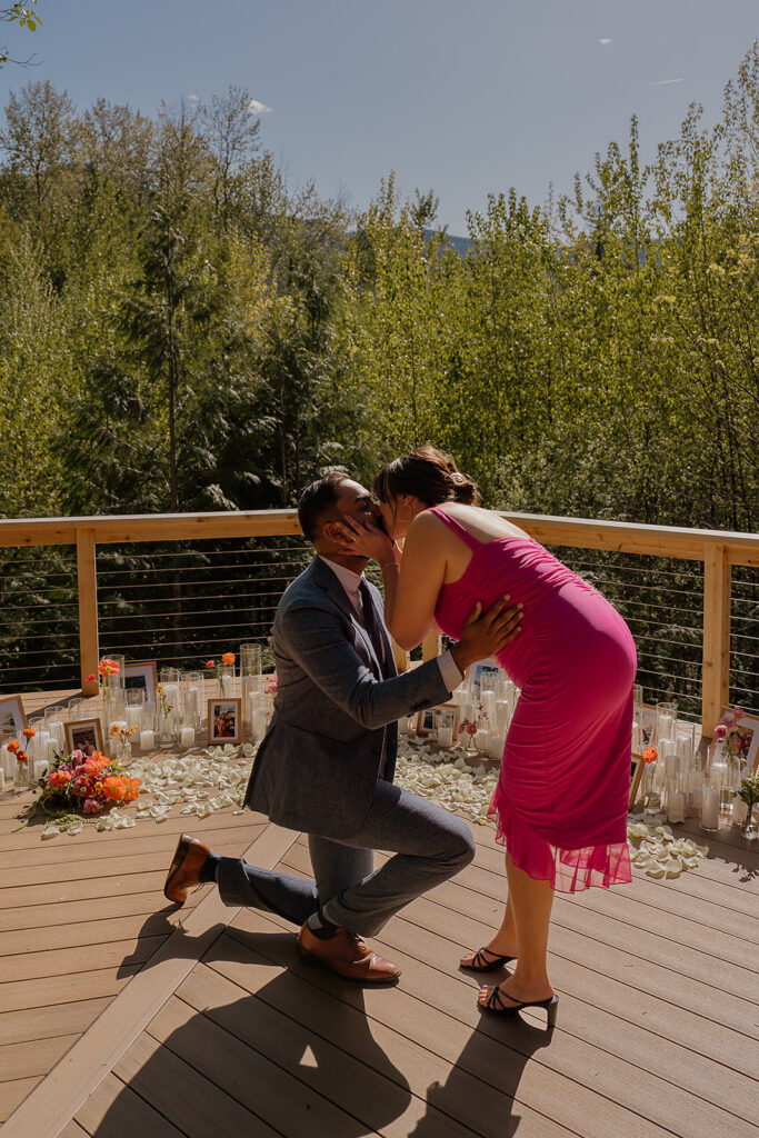 Surprise proposal moments at an Airbnb near Mount Hood