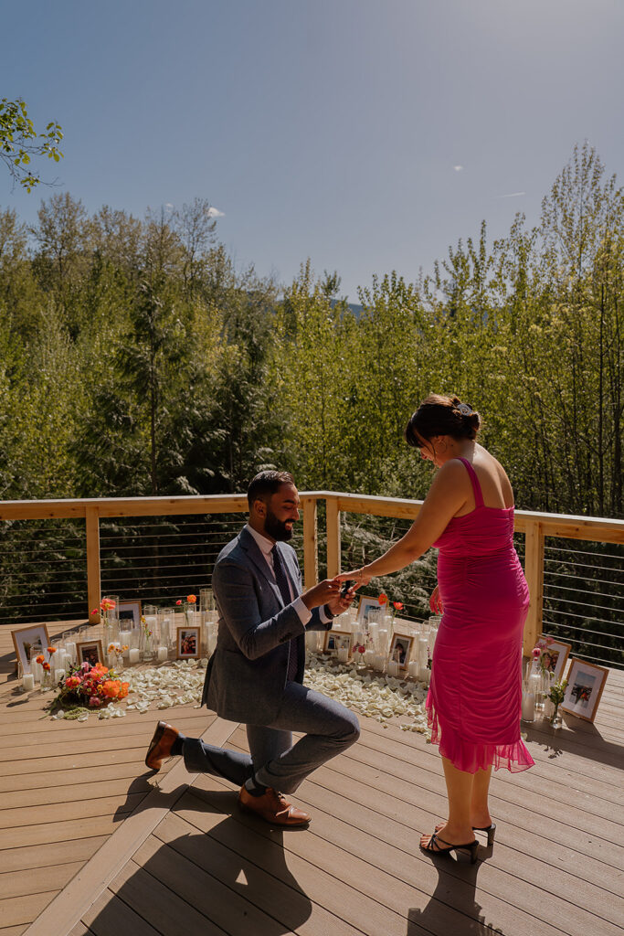 Surprise proposal moments at an Airbnb near Mount Hood