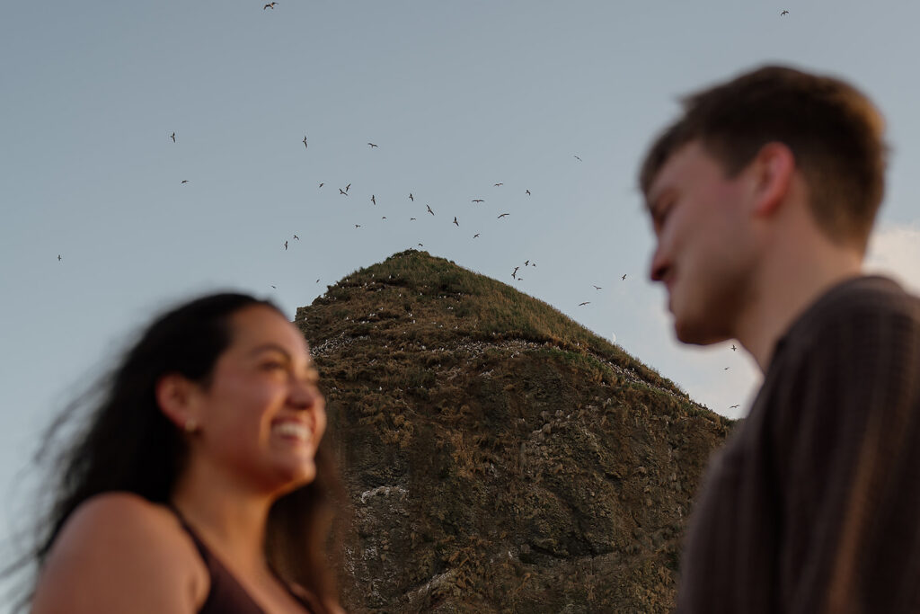 Cinematic Oregon Coast engagement photos at sunset