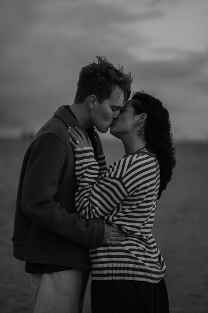 Cinematic Oregon Coast engagement photos at sunset
