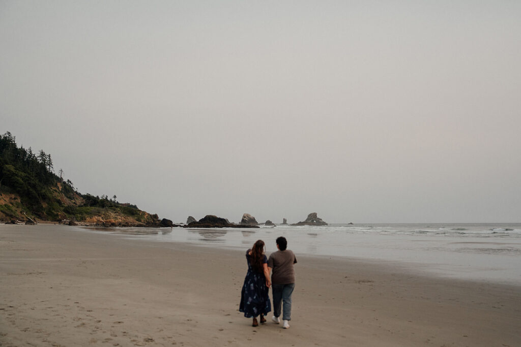 Indian Beach engagement photos on the Oregon Coast after a surprise proposal